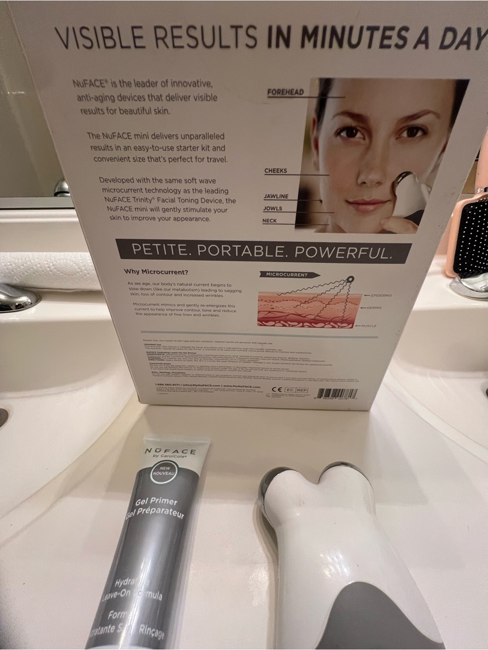 NuFace Mini Facial Toning Device in White & Gray with Primer - Picture 2 of 2